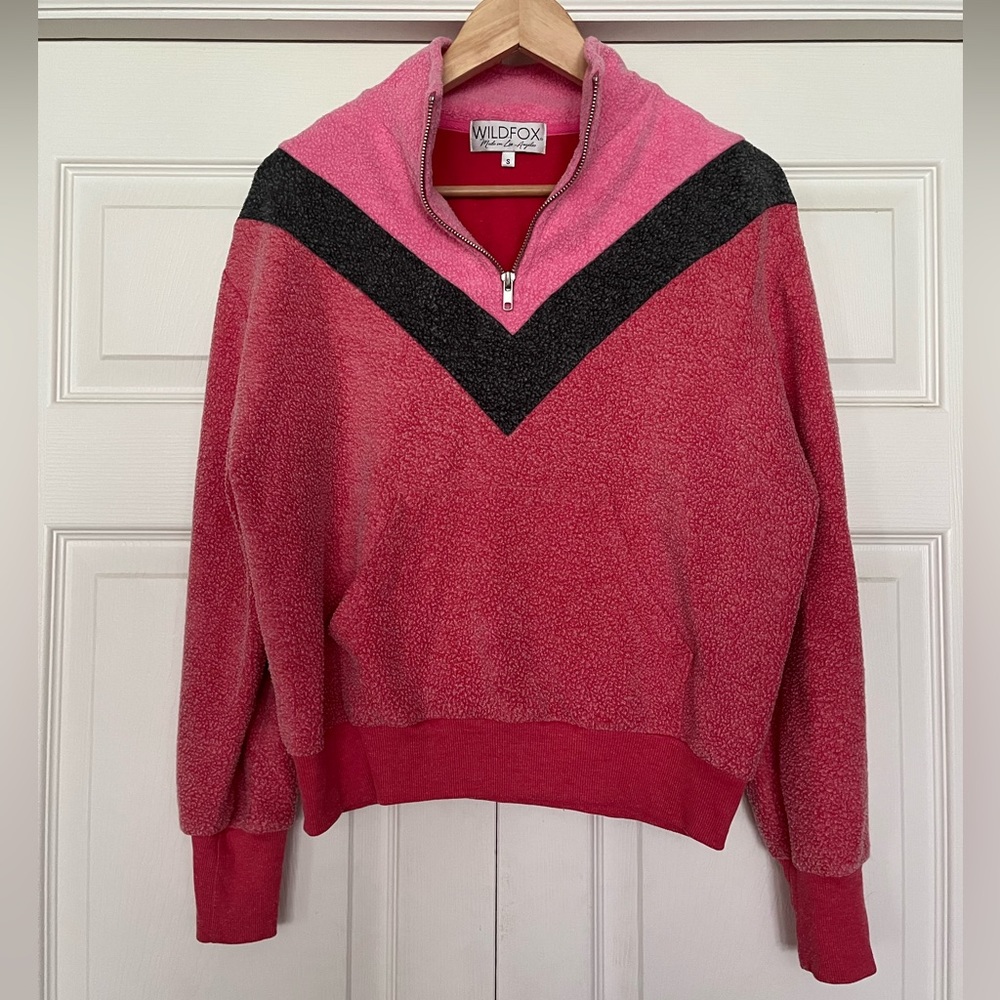 {Wildfox} Colorblock Warm Up Pullover Sherpa Sweatshirt - Women's Small